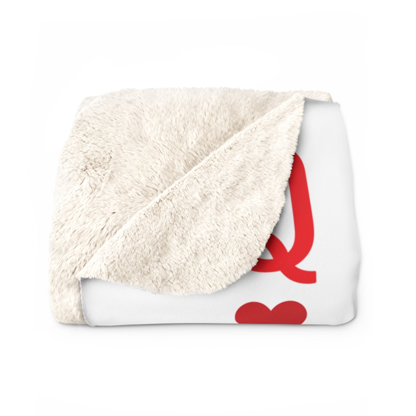 Queen of My Heart Personalized Sherpa Fleece Blanket – Playing Card Design