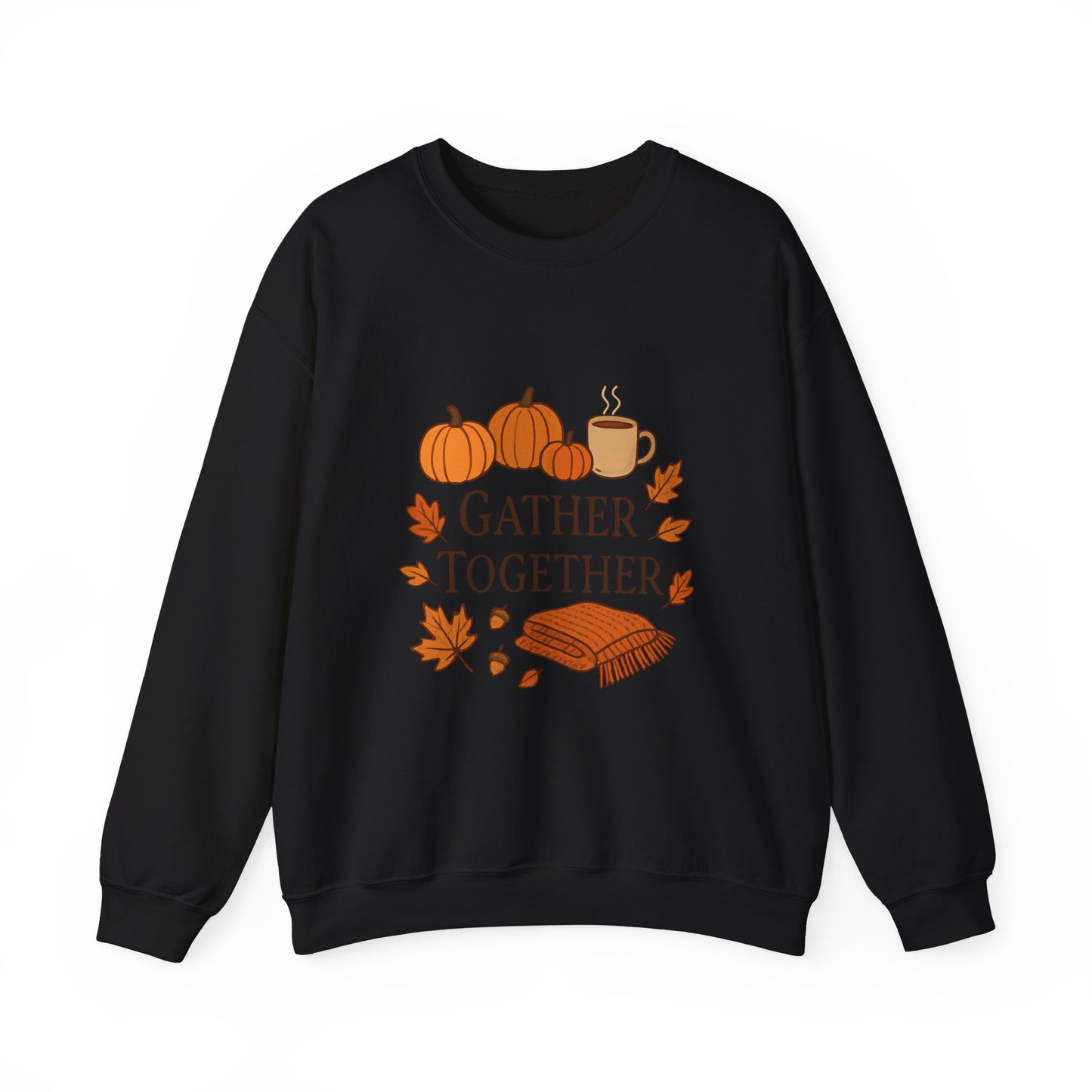 Gather Together Sweatshirt — Cozy Fall Pumpkin & Leaves Crewneck