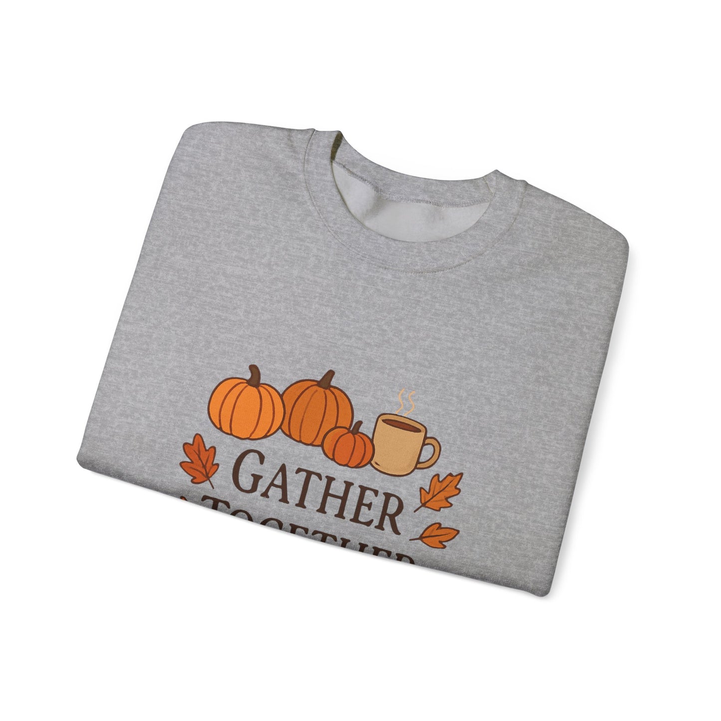 Gather Together Sweatshirt — Cozy Fall Pumpkin & Leaves Crewneck