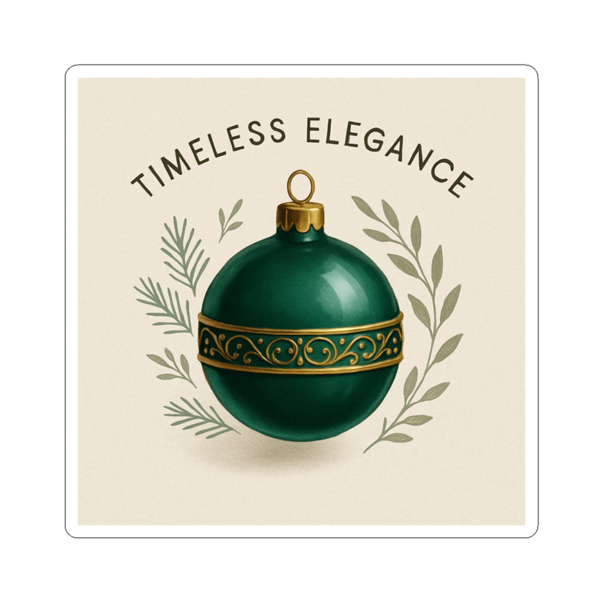 Timeless Elegance Green Ornament Sticker — Holiday Kiss-Cut Sticker