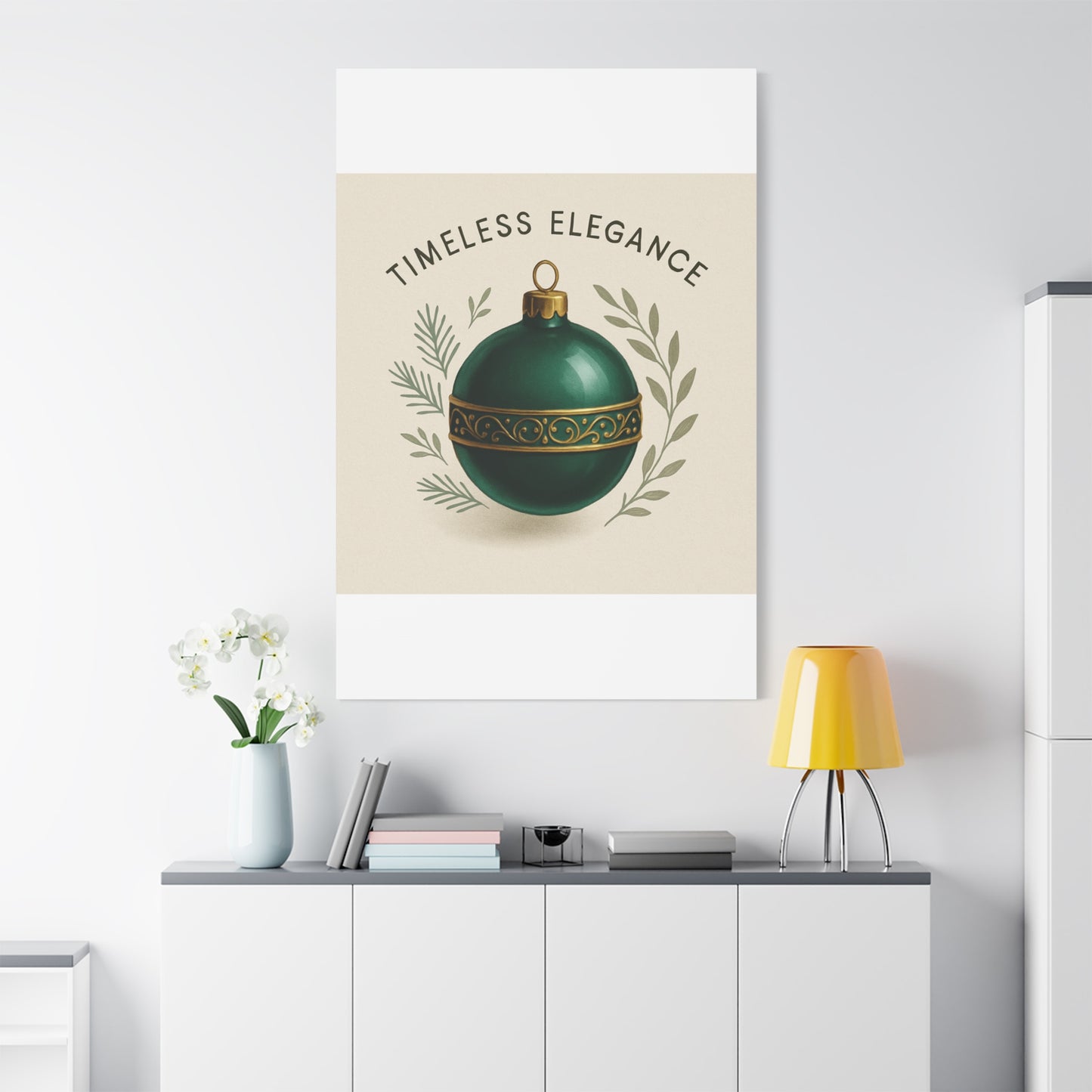 Canvas Wall Art — "Timeless Elegance" Green Ornament Holiday Decor