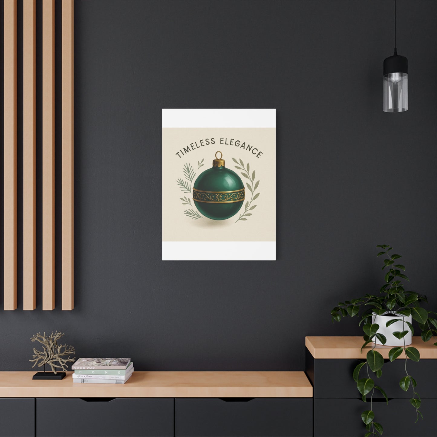 Canvas Wall Art — "Timeless Elegance" Green Ornament Holiday Decor