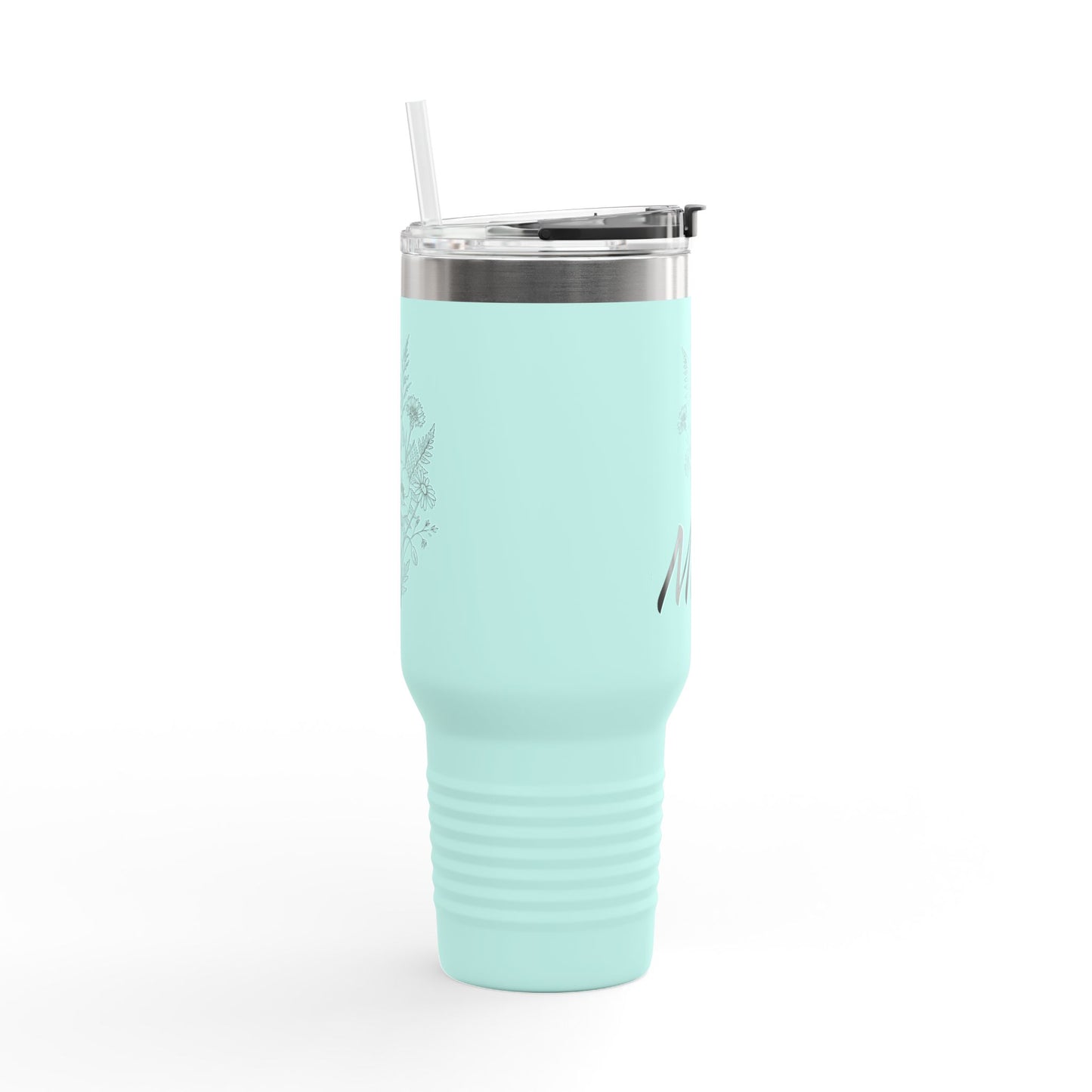 Mom Floral Travel Thumbler — 40oz Insulated Tumbler with Handle