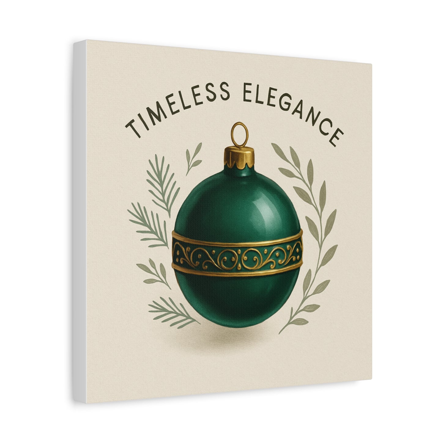 Canvas Wall Art — "Timeless Elegance" Green Ornament Holiday Decor