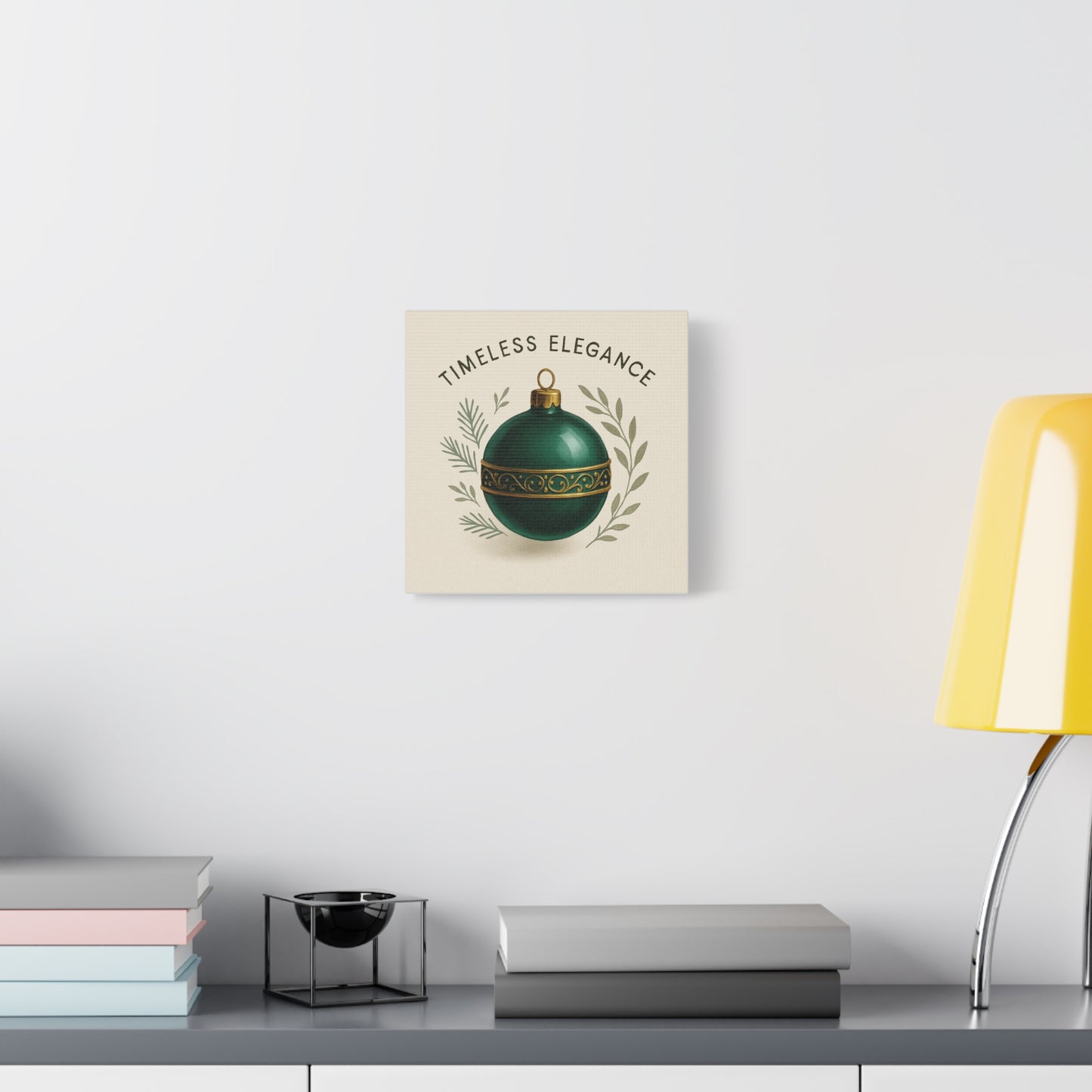 Canvas Wall Art — "Timeless Elegance" Green Ornament Holiday Decor