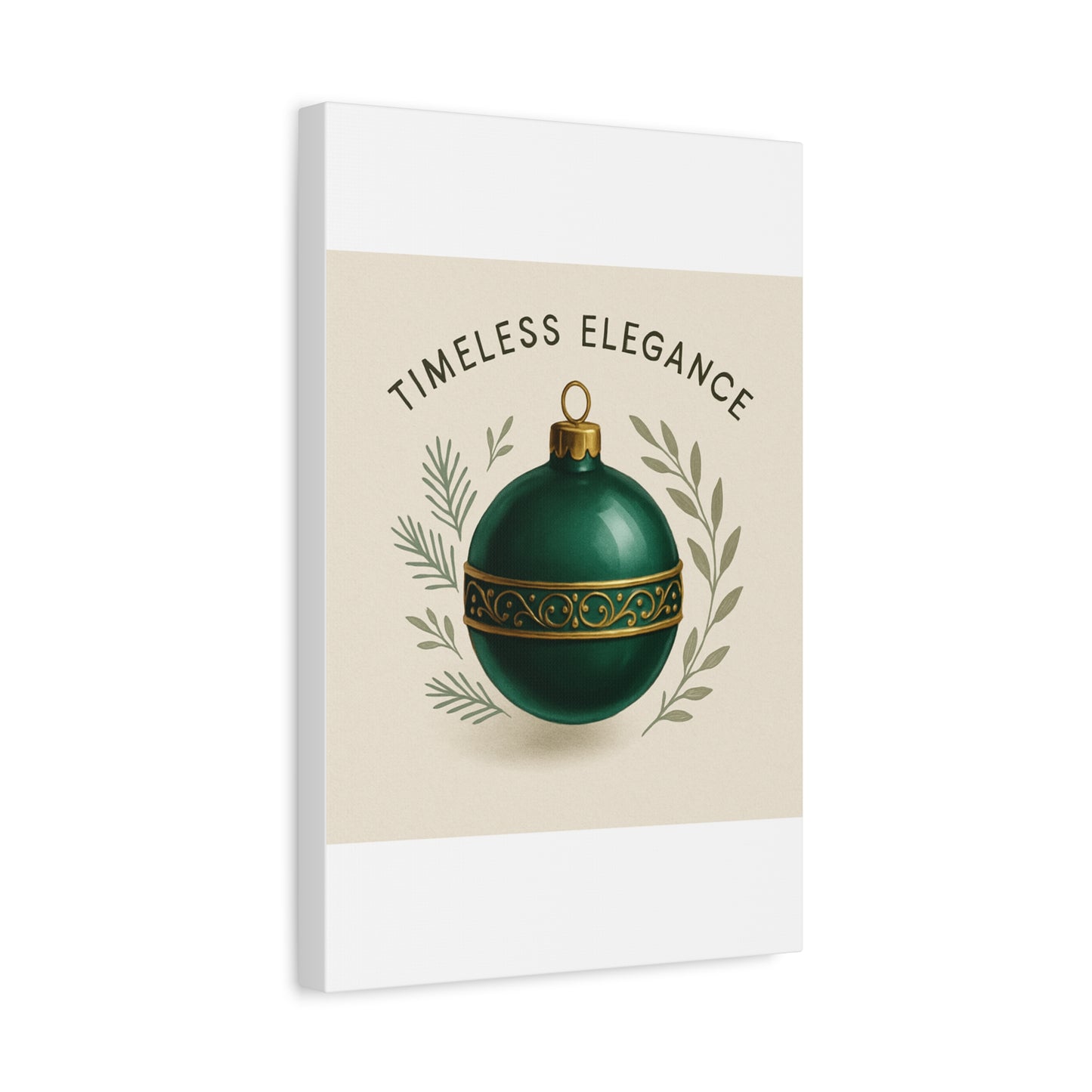 Canvas Wall Art — "Timeless Elegance" Green Ornament Holiday Decor
