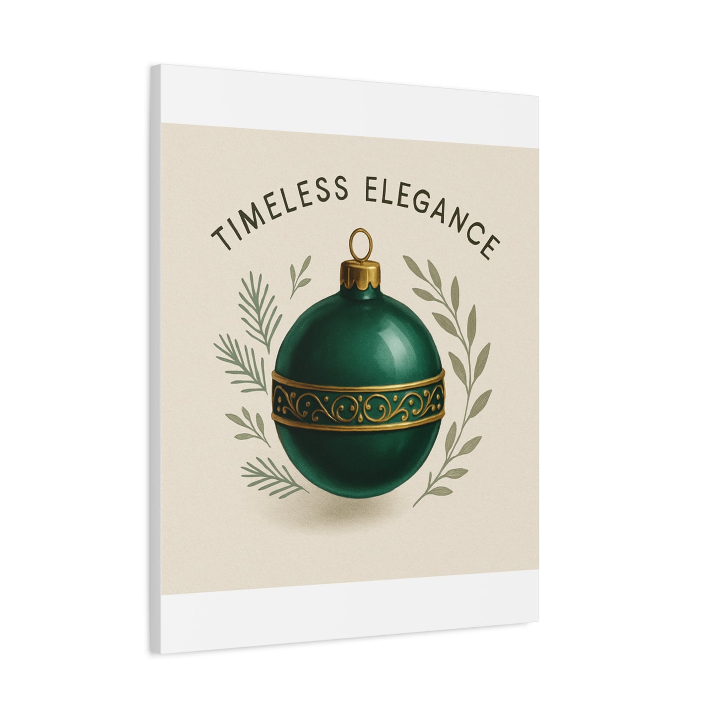 Canvas Wall Art — "Timeless Elegance" Green Ornament Holiday Decor