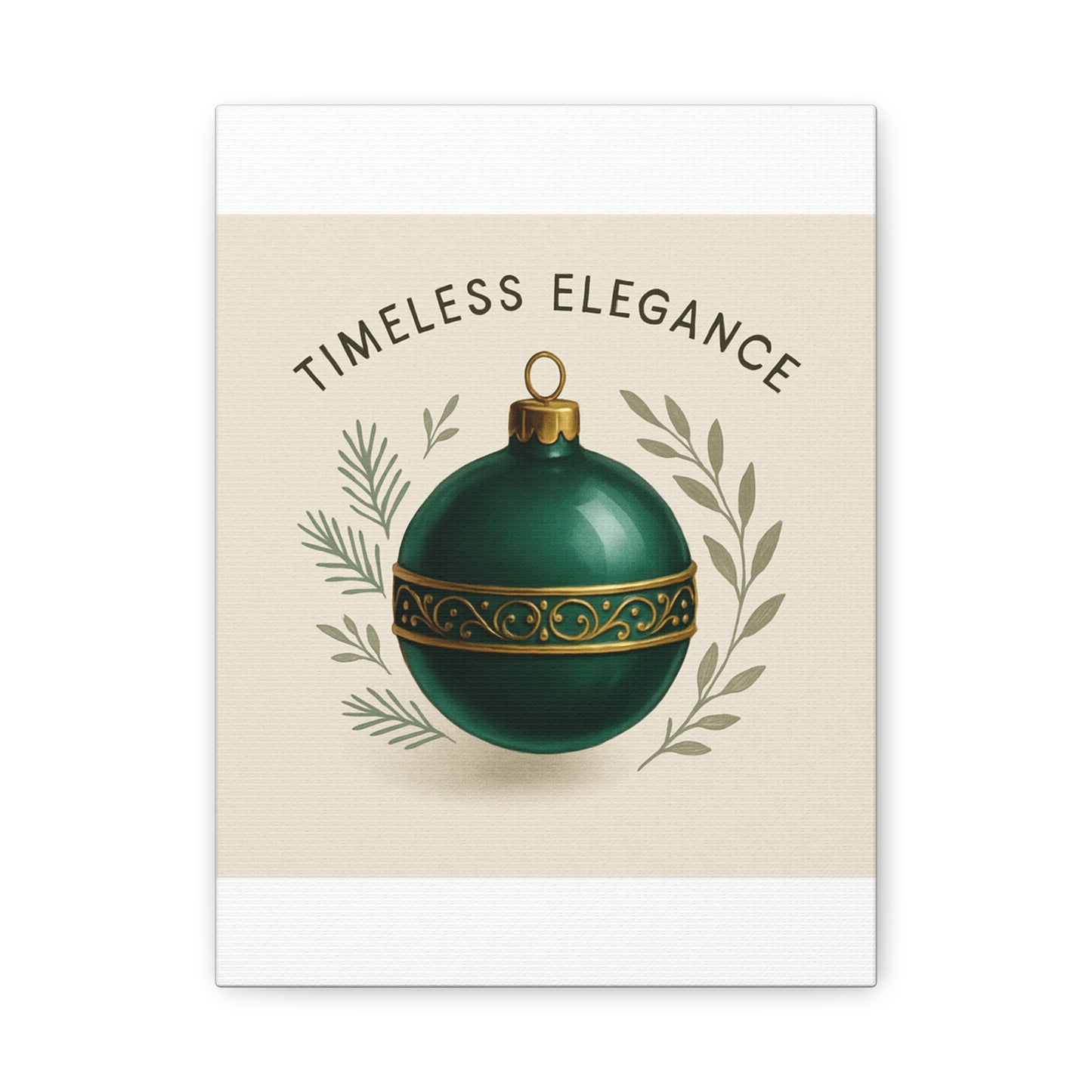 Canvas Wall Art — "Timeless Elegance" Green Ornament Holiday Decor