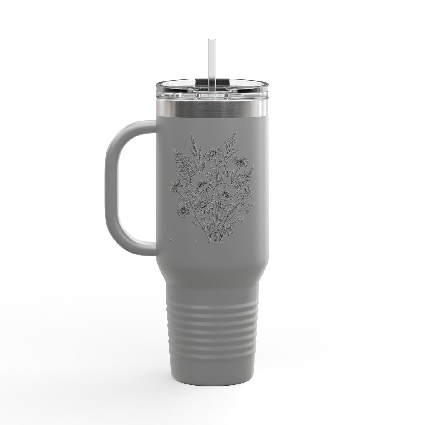 Mom Floral Travel Thumbler — 40oz Insulated Tumbler with Handle