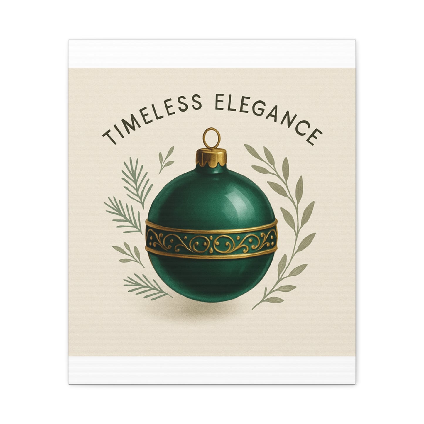 Canvas Wall Art — "Timeless Elegance" Green Ornament Holiday Decor