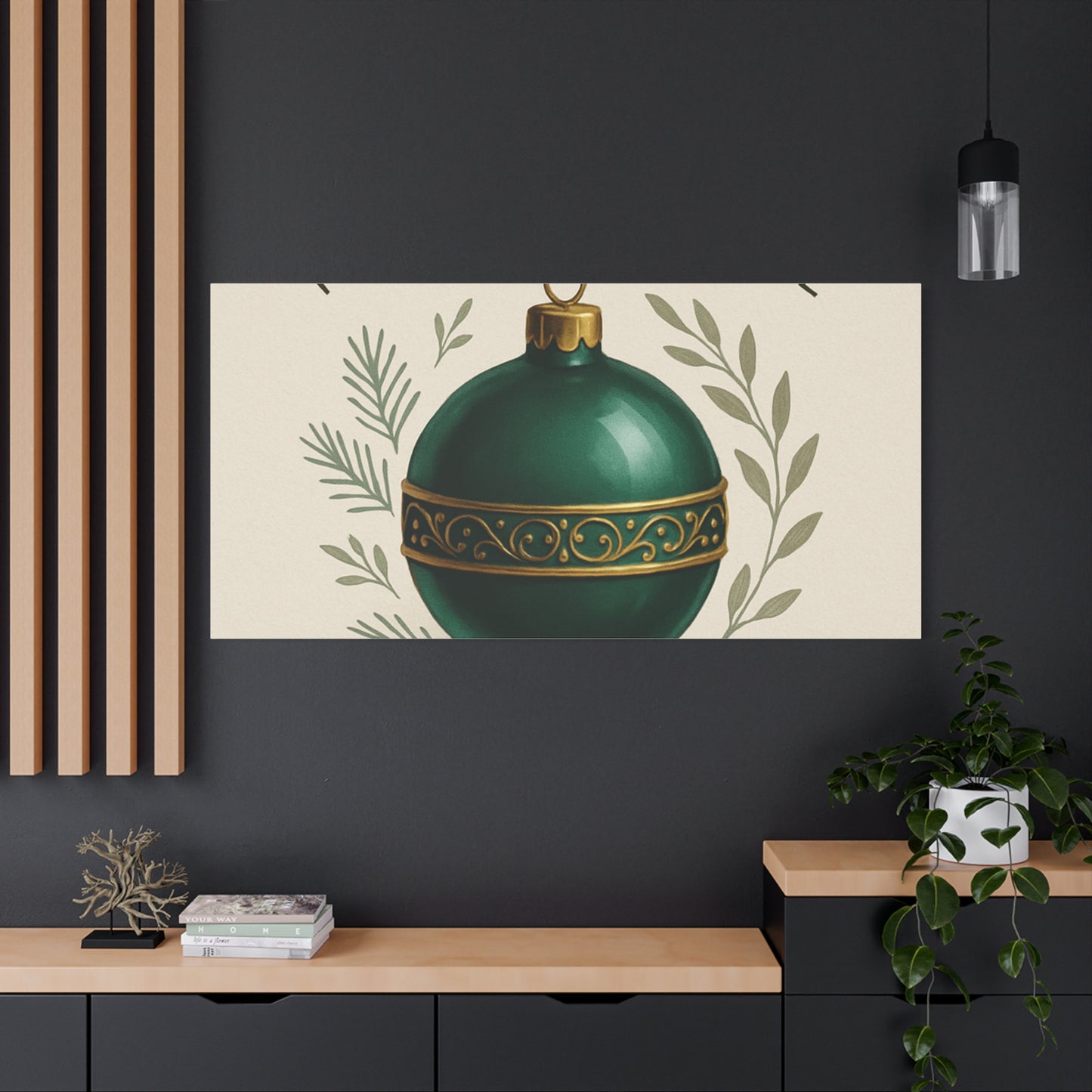 Canvas Wall Art — "Timeless Elegance" Green Ornament Holiday Decor