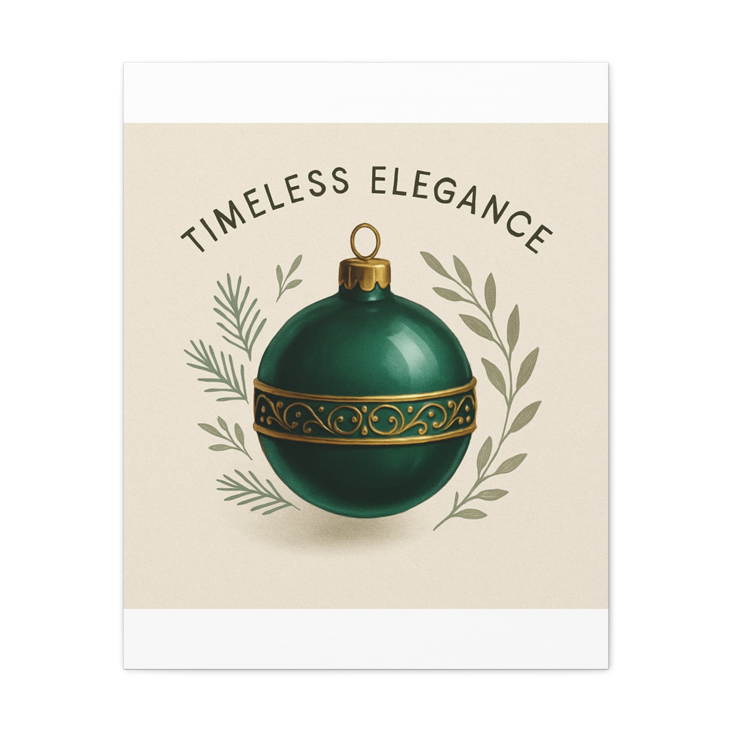 Canvas Wall Art — "Timeless Elegance" Green Ornament Holiday Decor