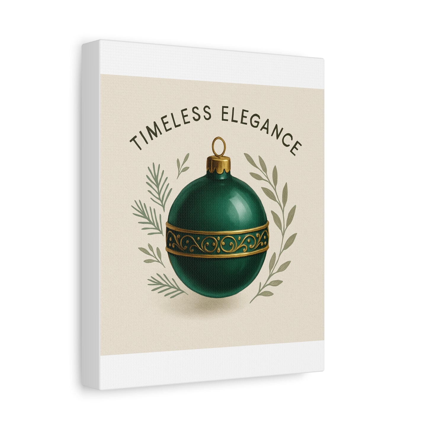 Canvas Wall Art — "Timeless Elegance" Green Ornament Holiday Decor