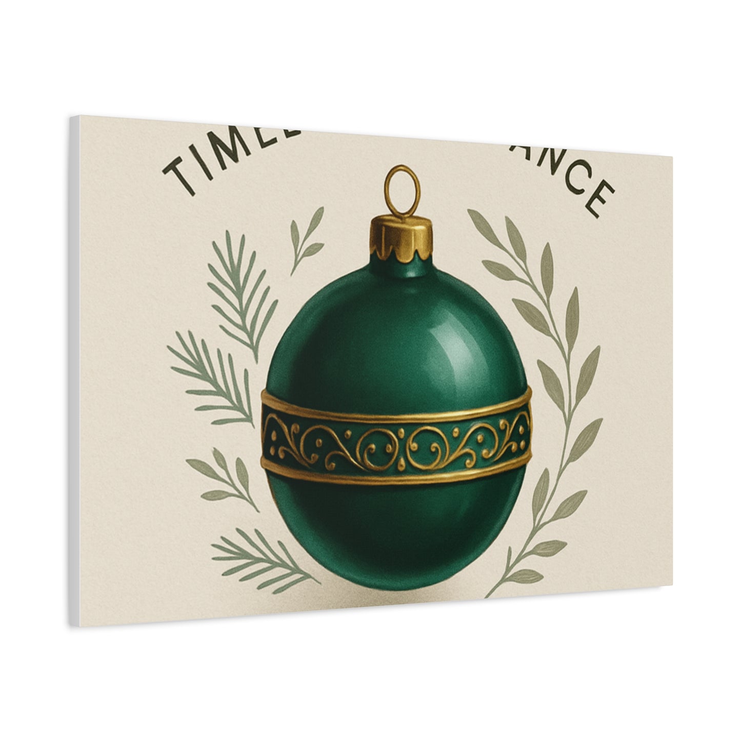 Canvas Wall Art — "Timeless Elegance" Green Ornament Holiday Decor
