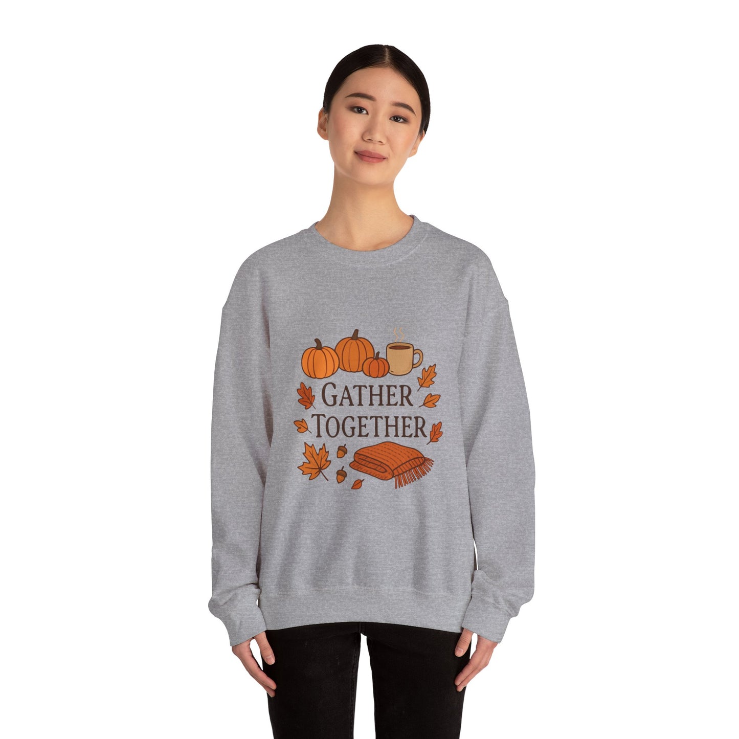 Gather Together Sweatshirt — Cozy Fall Pumpkin & Leaves Crewneck