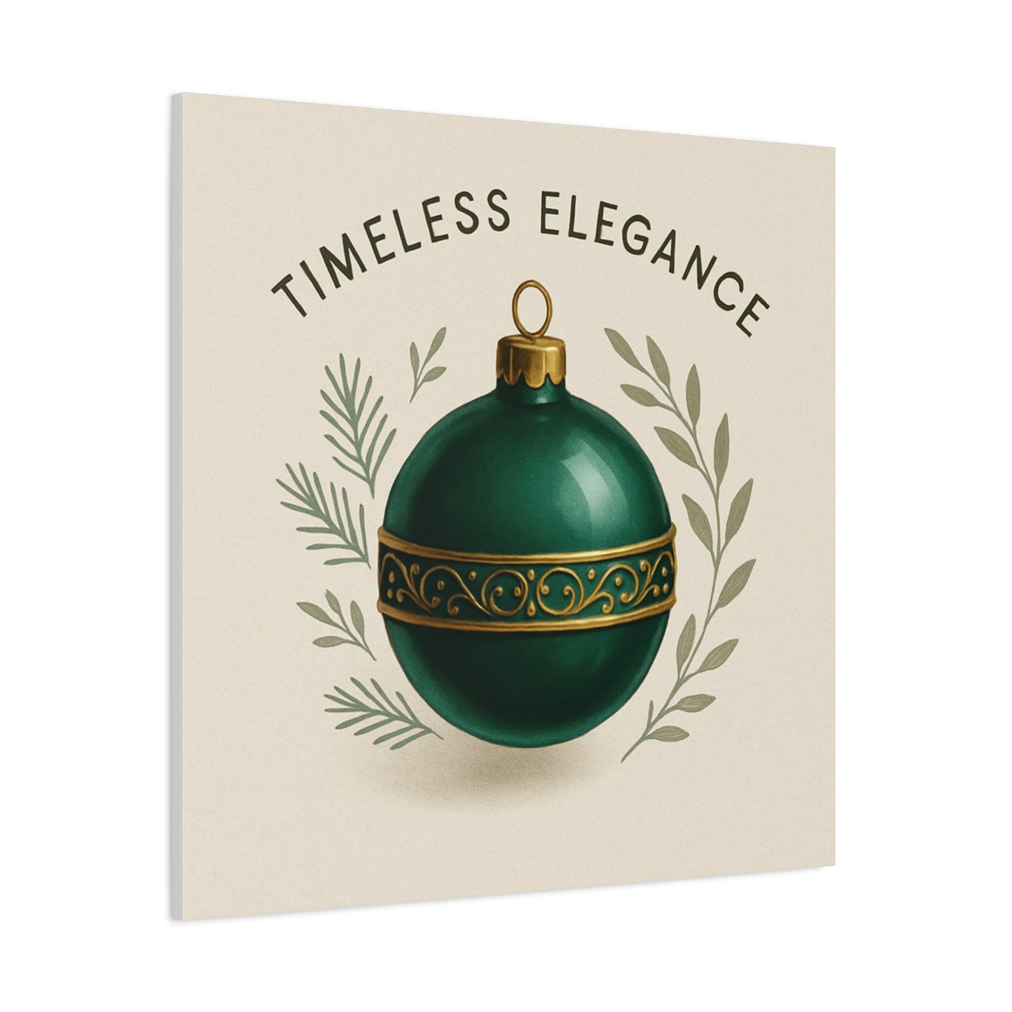 Canvas Wall Art — "Timeless Elegance" Green Ornament Holiday Decor