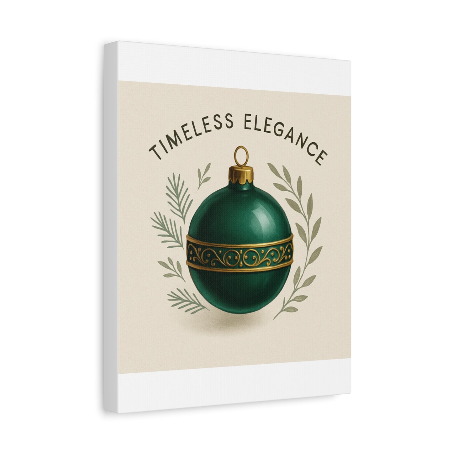 Canvas Wall Art — "Timeless Elegance" Green Ornament Holiday Decor