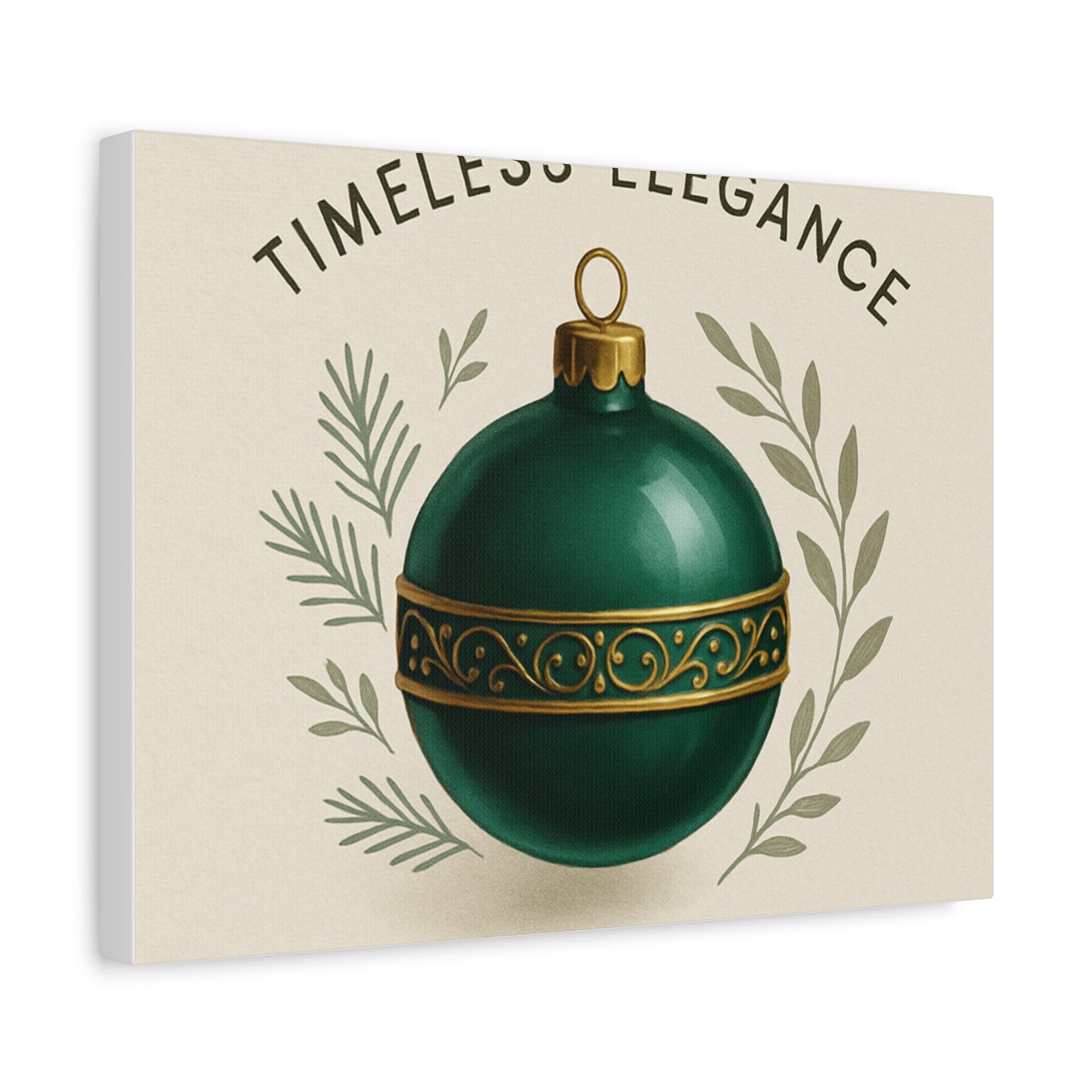 Canvas Wall Art — "Timeless Elegance" Green Ornament Holiday Decor