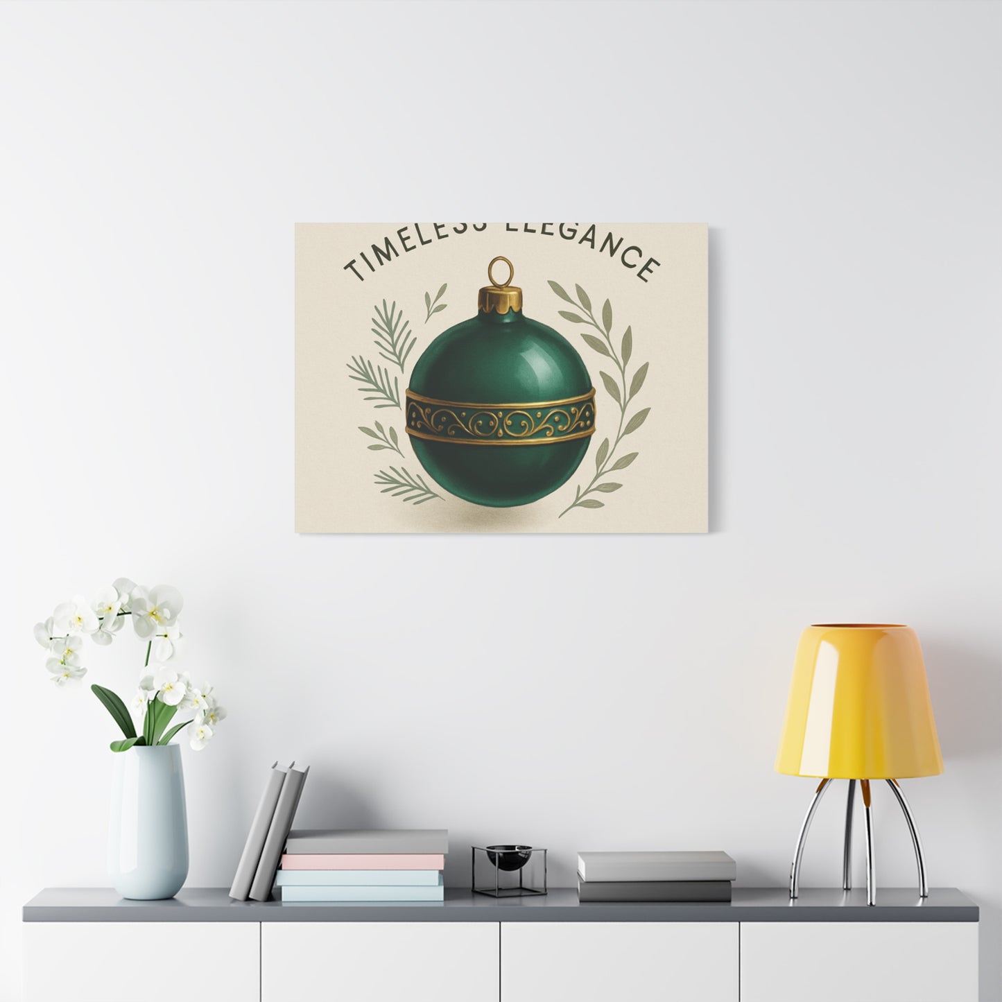 Canvas Wall Art — "Timeless Elegance" Green Ornament Holiday Decor