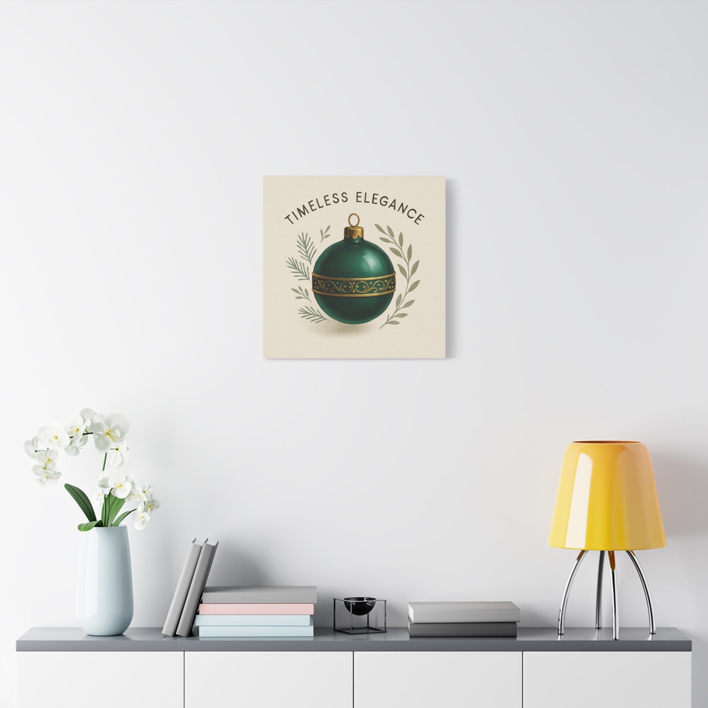 Canvas Wall Art — "Timeless Elegance" Green Ornament Holiday Decor