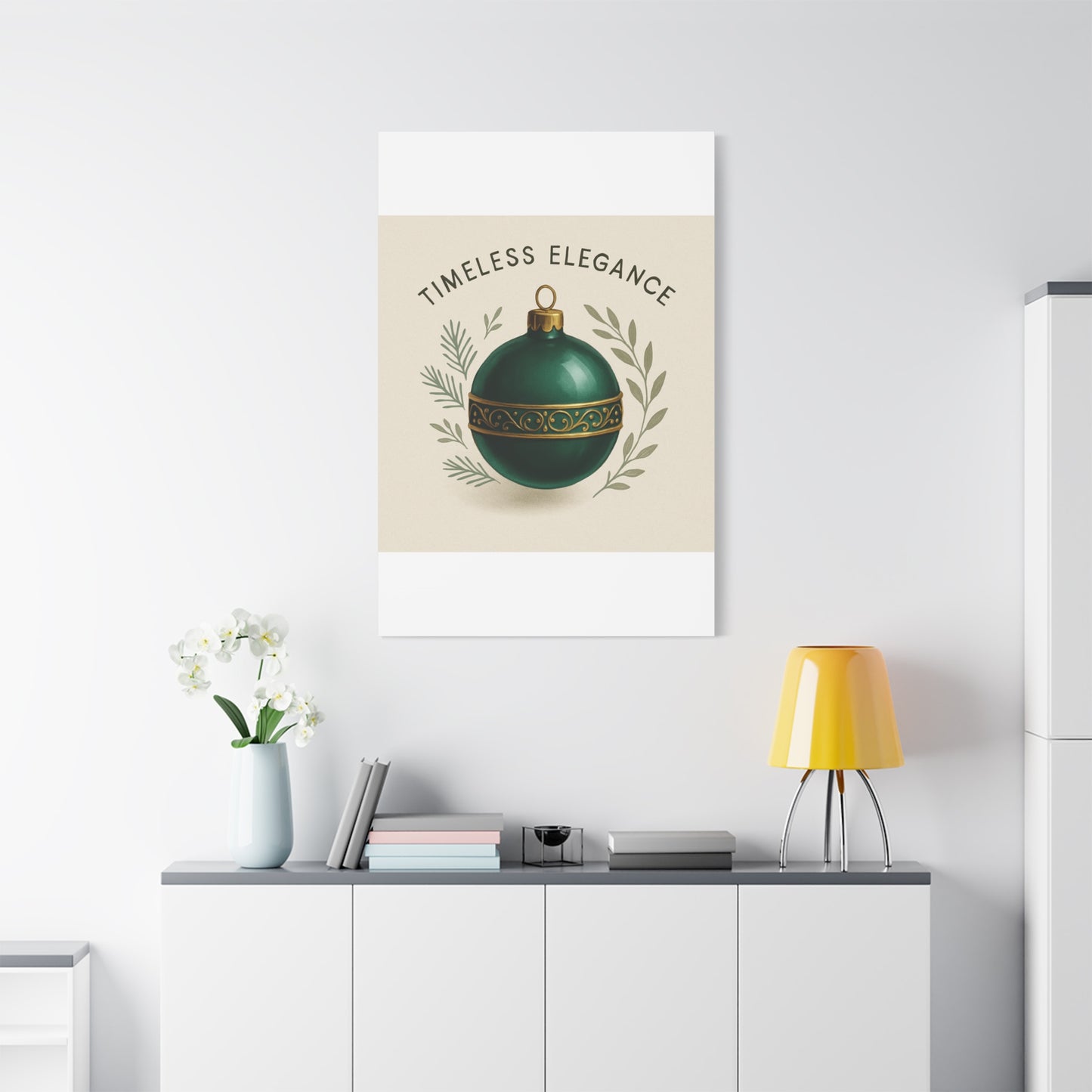 Canvas Wall Art — "Timeless Elegance" Green Ornament Holiday Decor