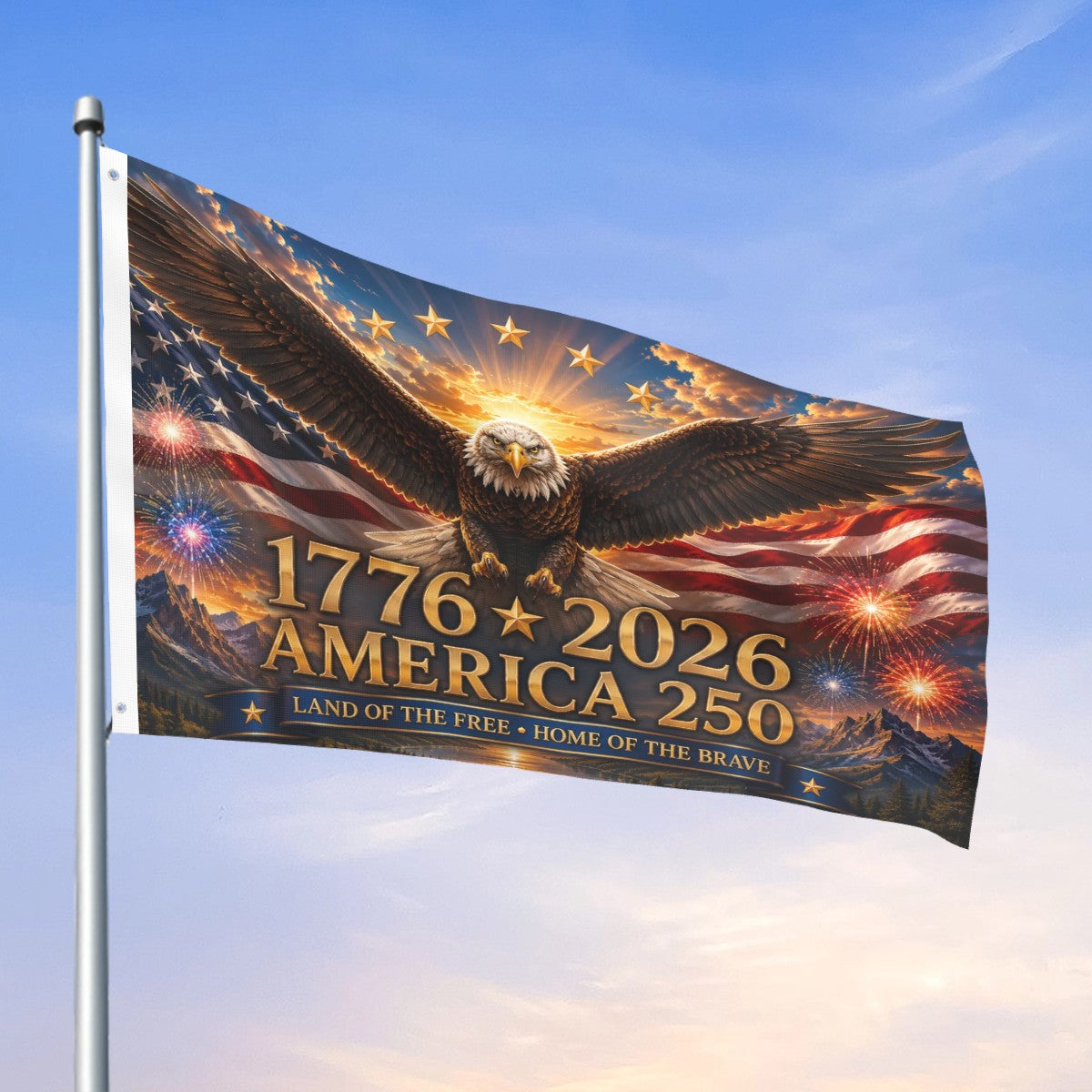 America 250 Double-Sided Patriotic Flag | 1776–2026 Outdoor Garden & House Flag | American Eagle