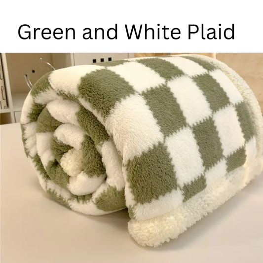 Luxurious Double-Layer Checkered Plush Blank