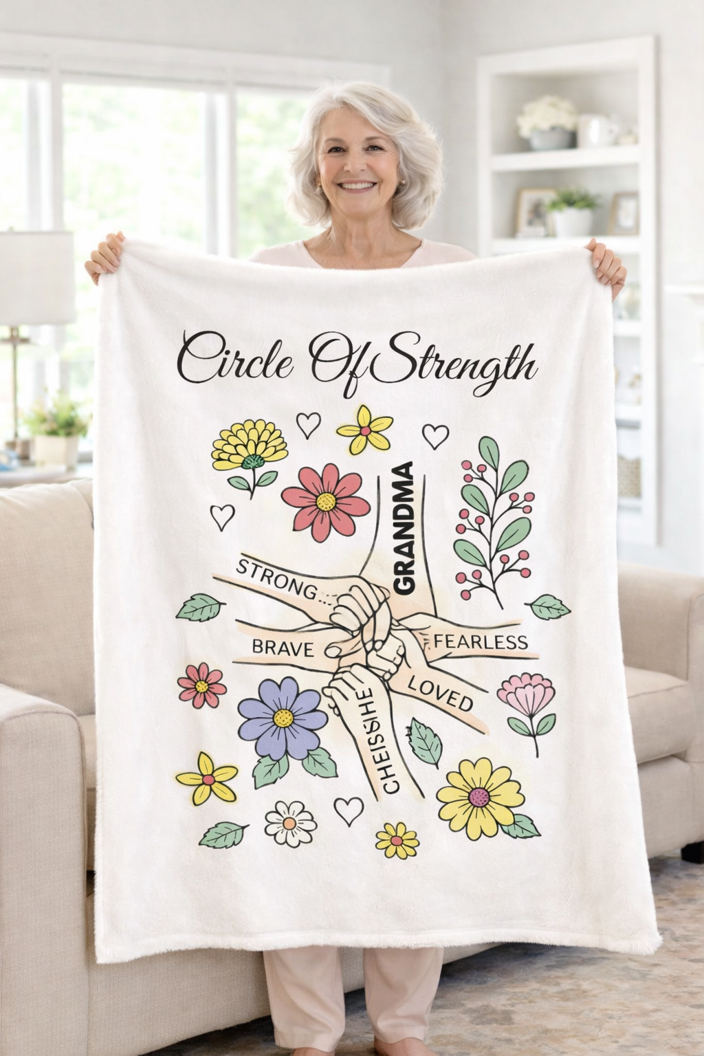 Circle of Strength Blanket – Gift for Grandma | Cozy Throw 50x60 & 60x80