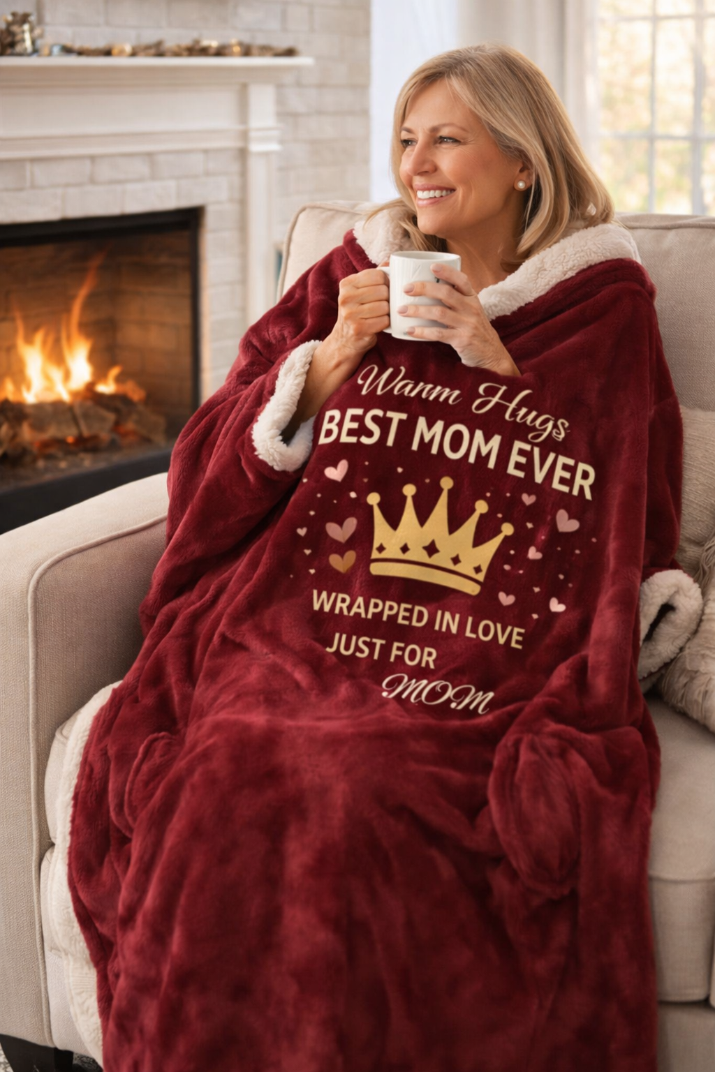 Warm Hugs Best Mom Ever Sherpa Blanket – Mother’s Day Gift