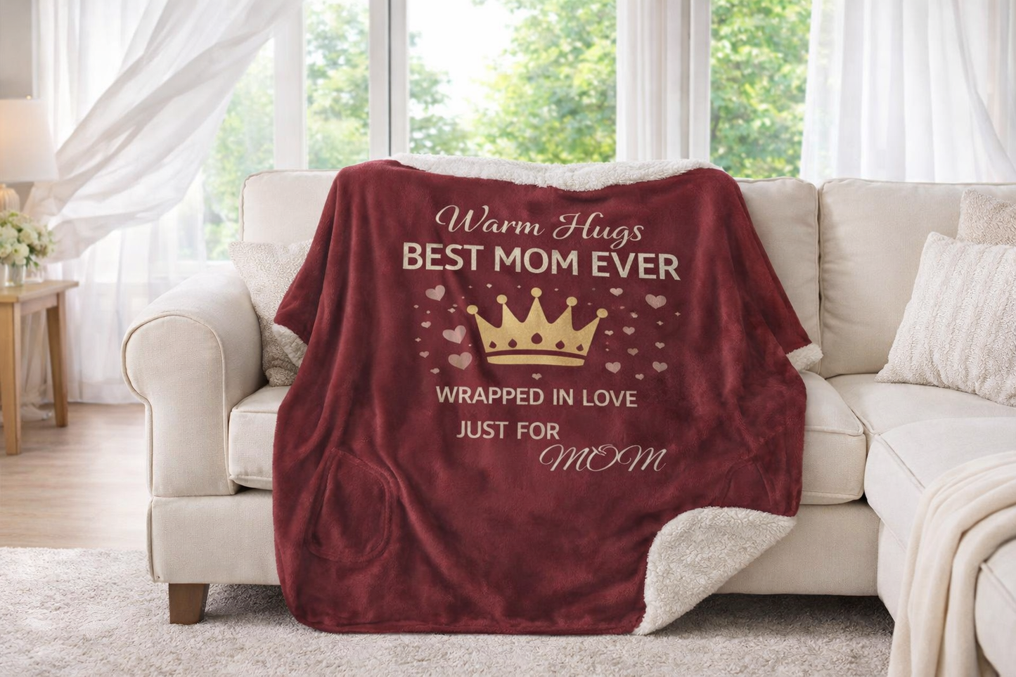 Warm Hugs Best Mom Ever Sherpa Blanket – Mother’s Day Gift