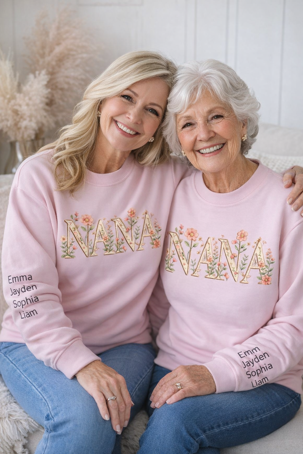 Personalized NANA Sweatshirt – Custom Grandkids Names Sleeve