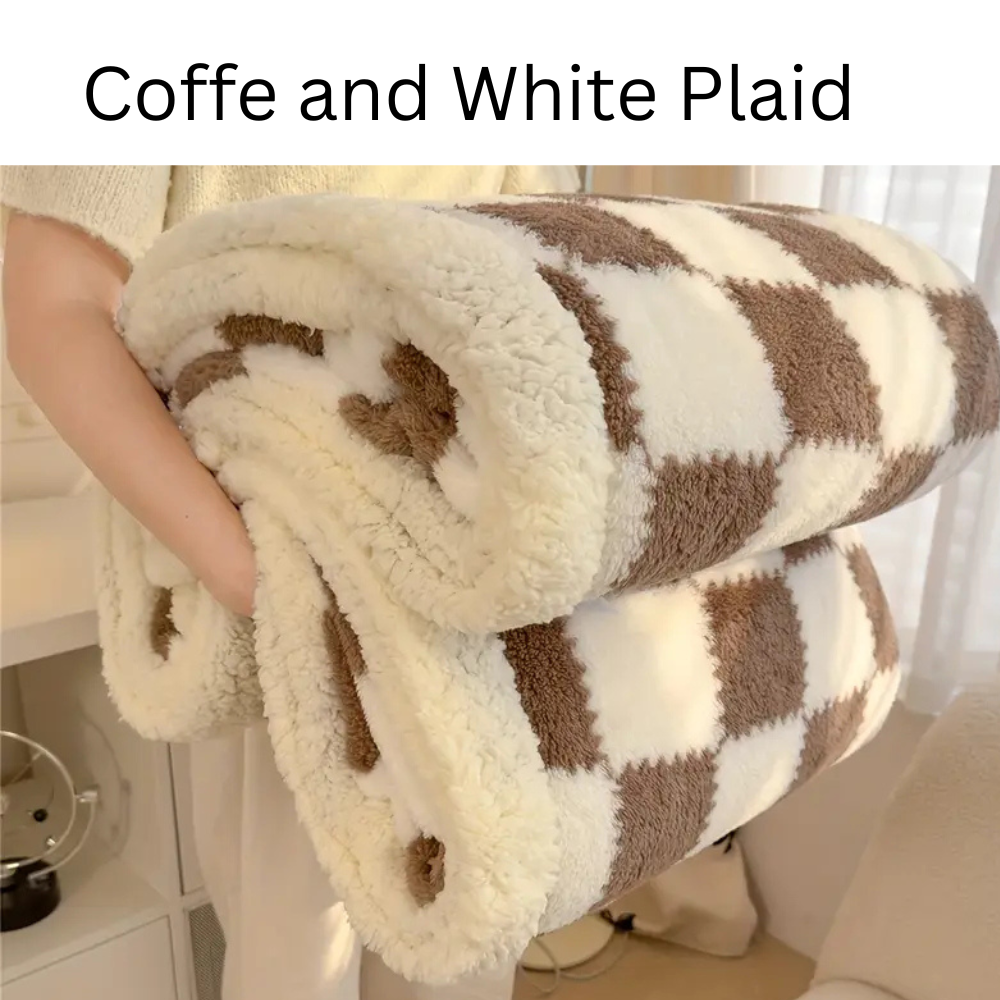 Luxurious Double-Layer Checkered Plush Blank