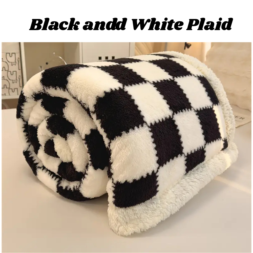Luxurious Double-Layer Checkered Plush Blank