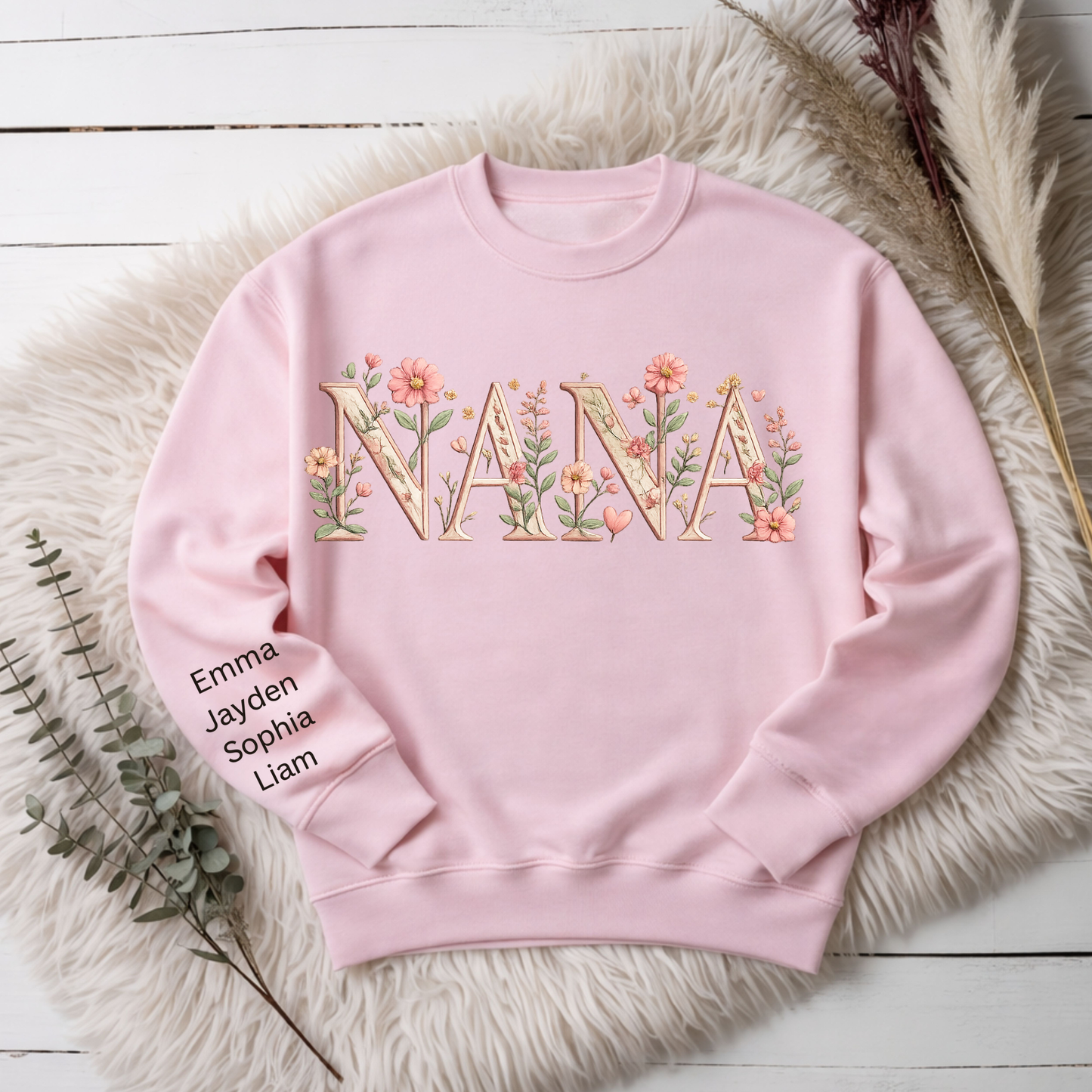 Personalized NANA Sweatshirt – Custom Grandkids Names Sleeve