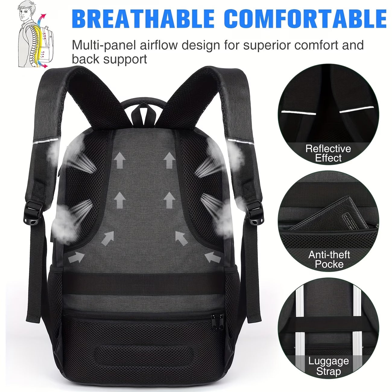 USB Charging Laptop Backpack – Anti-Theft Travel & School Backpack for Men & Women