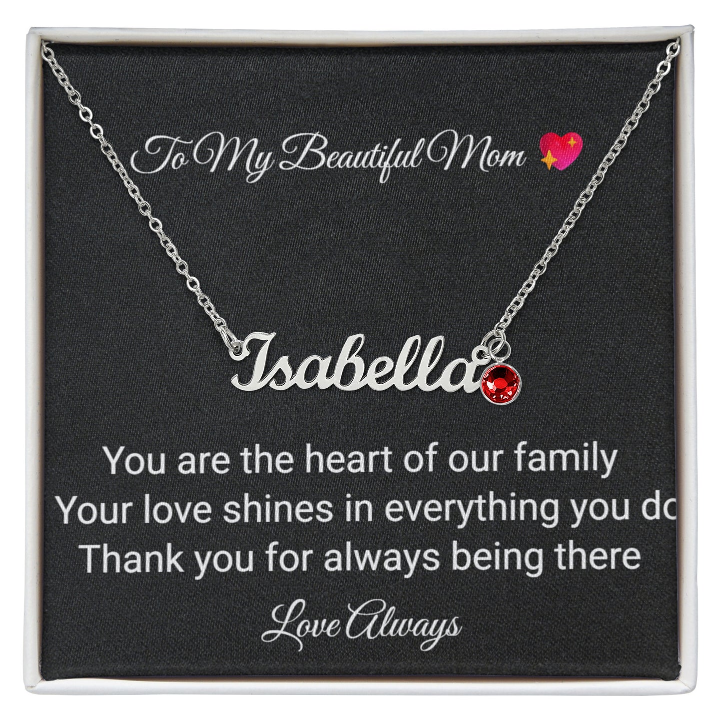 To My Beautiful Mom Necklace with Birthstone – Gift from Daughter