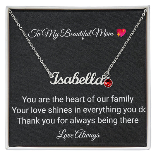 To My Beautiful Mom Necklace with Birthstone – Gift from Daughter