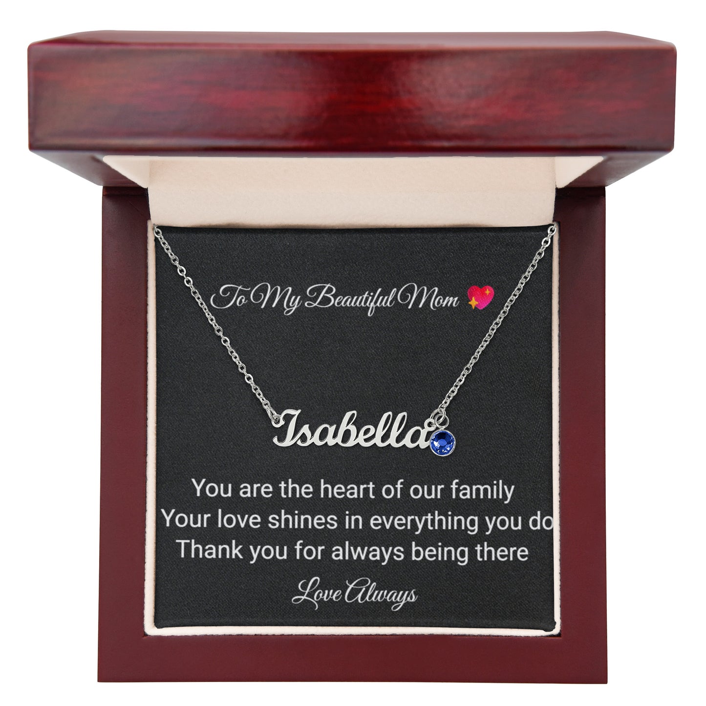 To My Beautiful Mom Necklace with Birthstone – Gift from Daughter