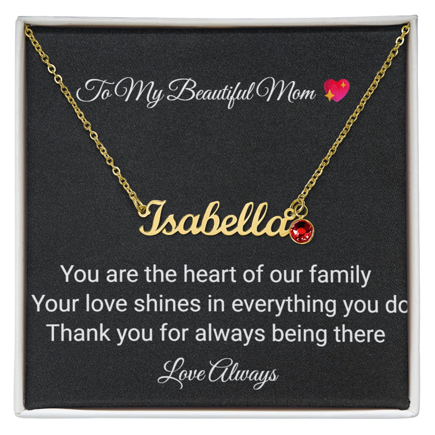 To My Beautiful Mom Necklace with Birthstone – Gift from Daughter