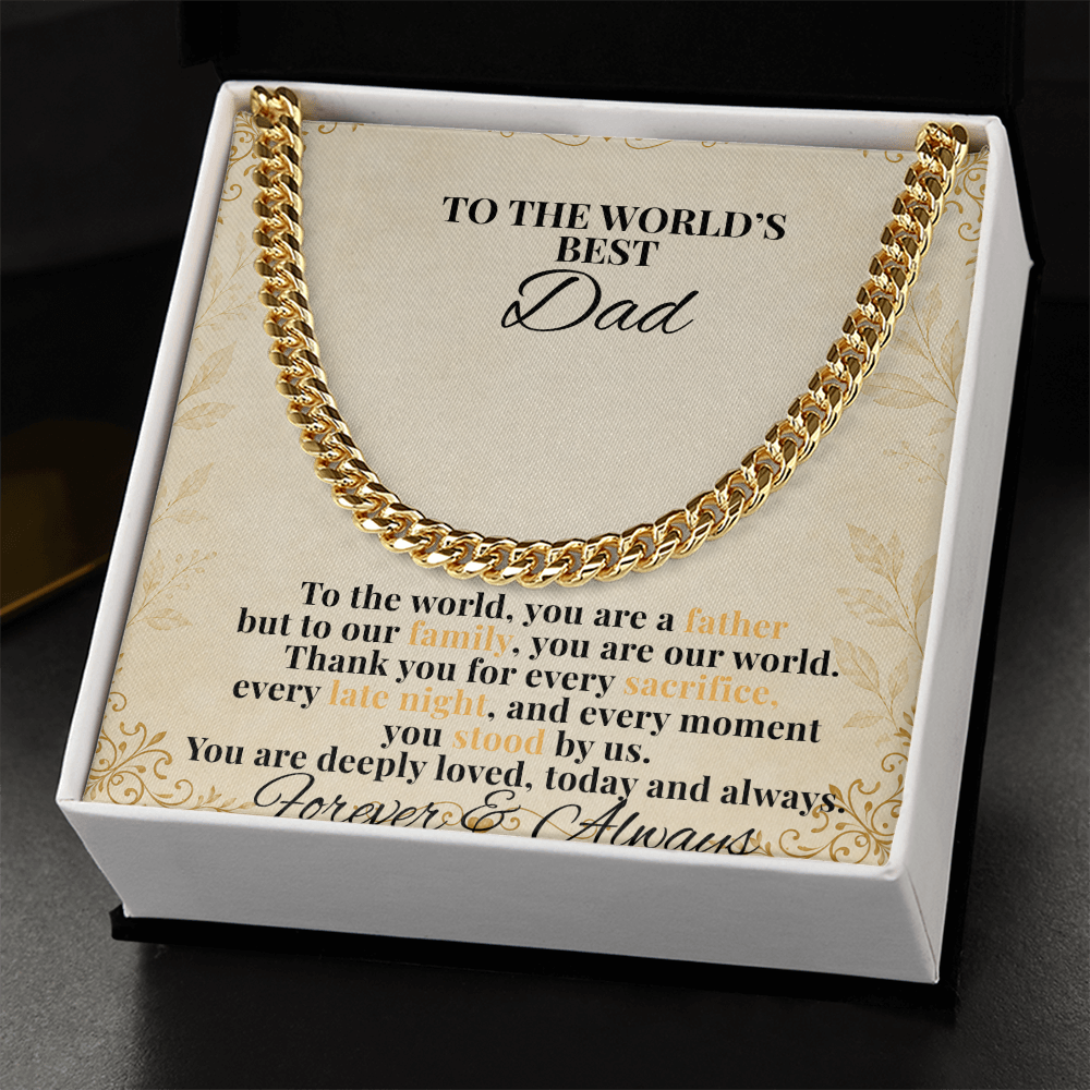 To The World's Best Dad Cuban Link Necklace – Father's Day Gift