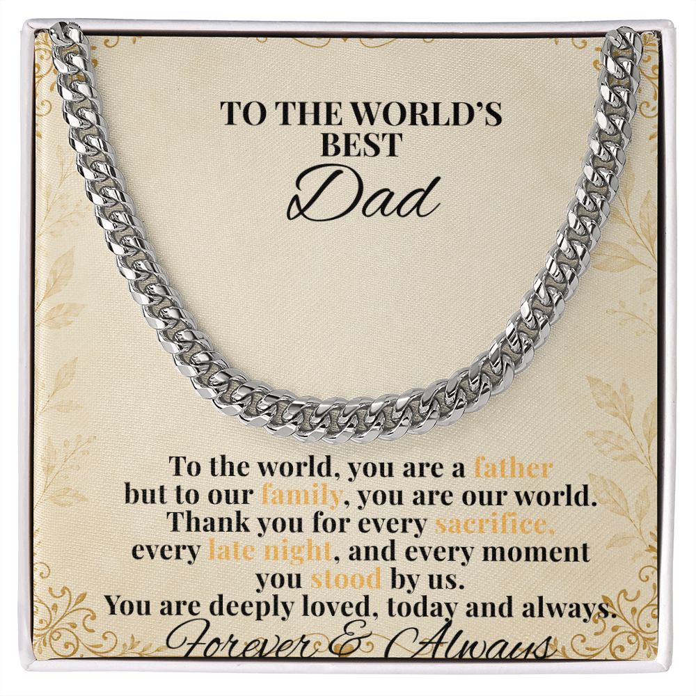 To The World's Best Dad Cuban Link Necklace – Father's Day Gift
