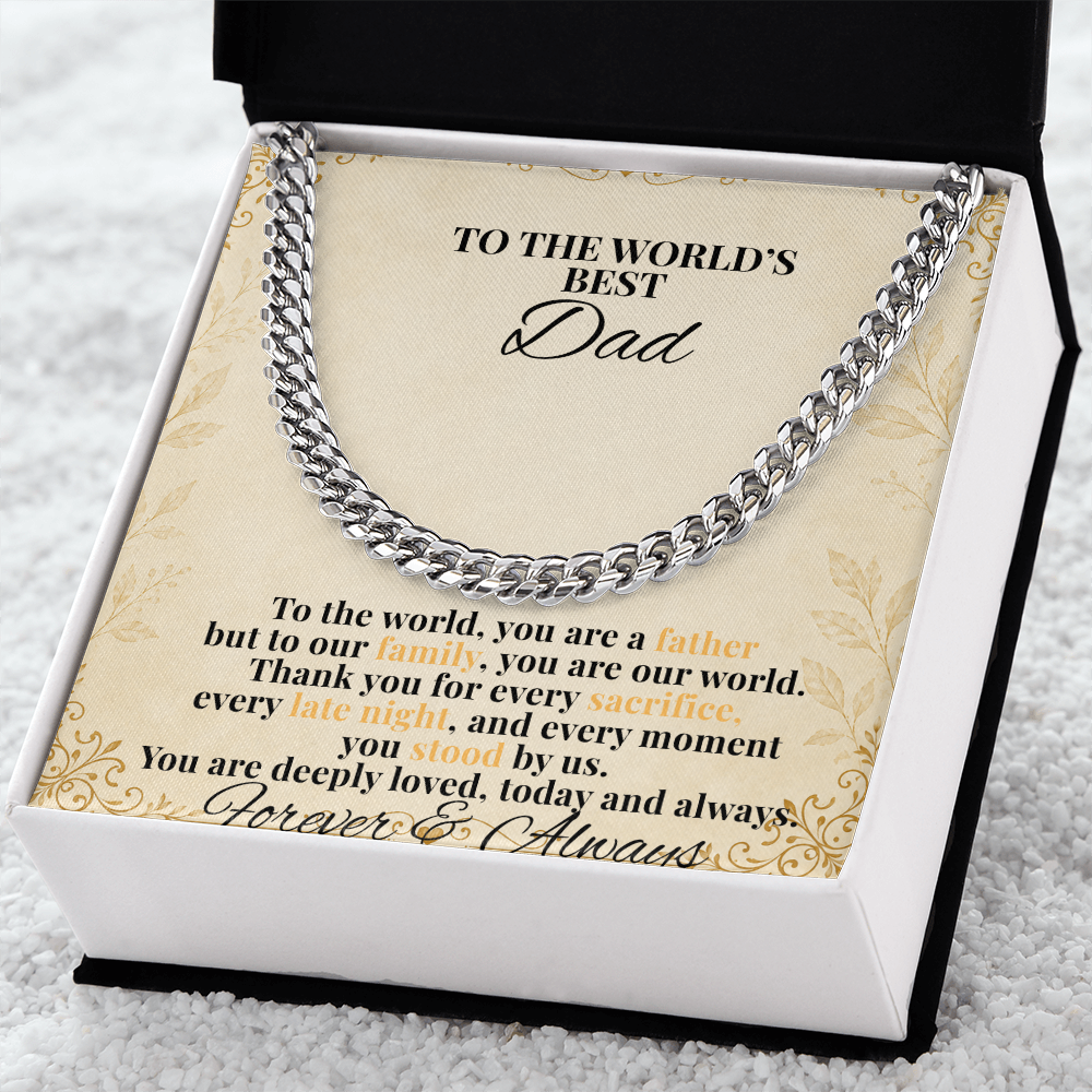 To The World's Best Dad Cuban Link Necklace – Father's Day Gift