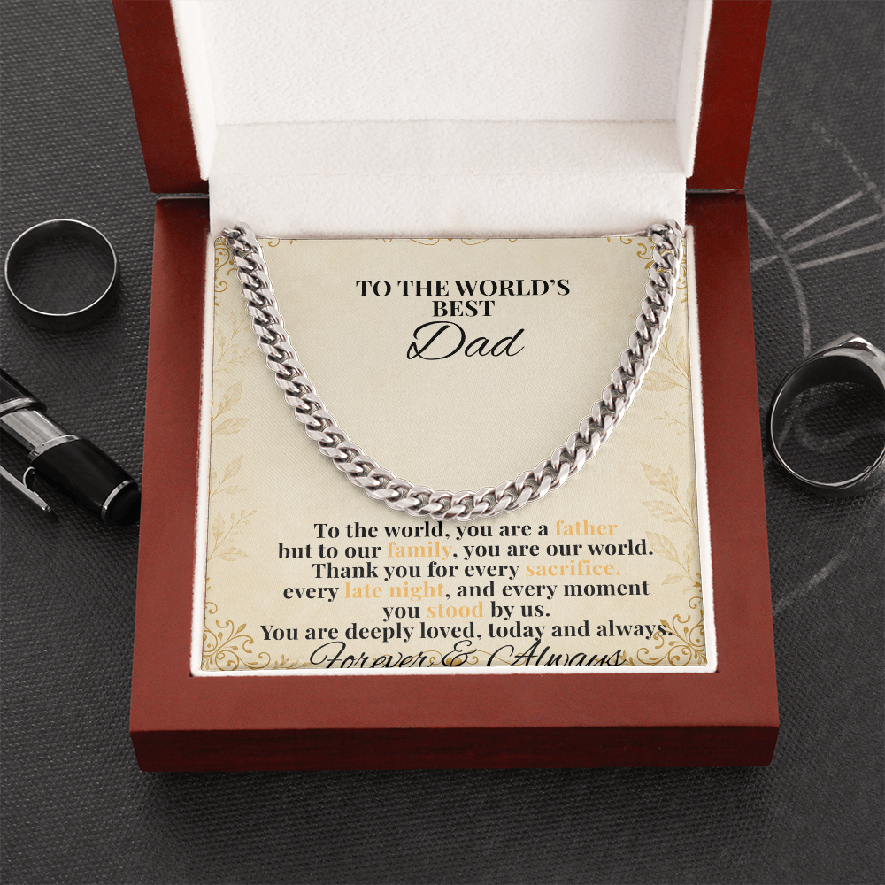 To The World's Best Dad Cuban Link Necklace – Father's Day Gift