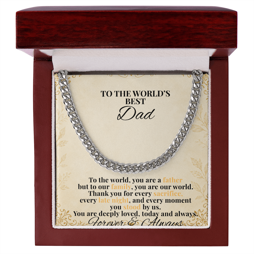 To The World's Best Dad Cuban Link Necklace – Father's Day Gift