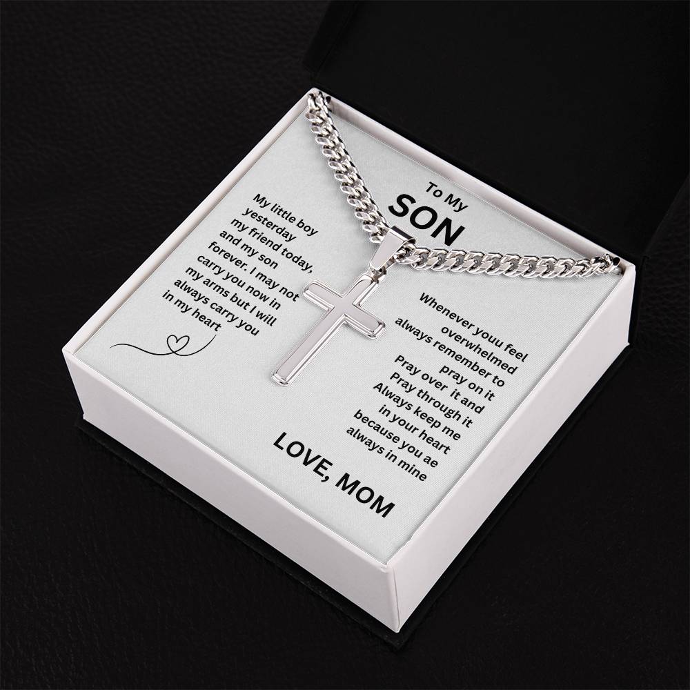 "To My Son", Cross Pendant Necklace, Birthday Gift, Valentines Day, Gift Love Gift