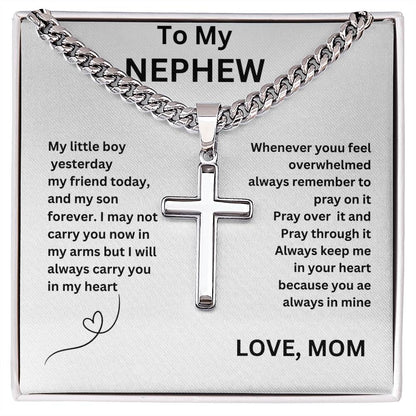 To My Dearest Nephew Cross Chain Necklace, Gift  For Graduation ,Gift For Birthday, Decorative Accessories