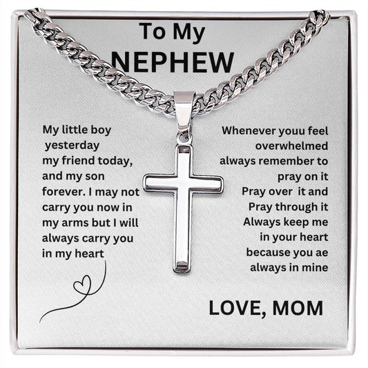 To My Dearest Nephew Cross Chain Necklace, Gift  For Graduation ,Gift For Birthday, Decorative Accessories