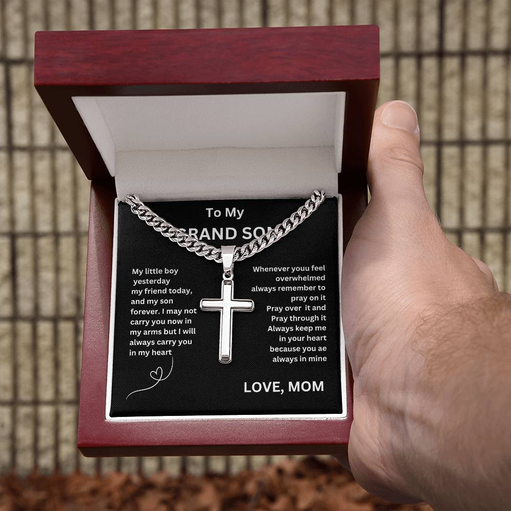 Classic Cross Pendant Necklace, Birthday Gift ,Graduation Gift, Holiday Gift For Grandson ,Easter Gift