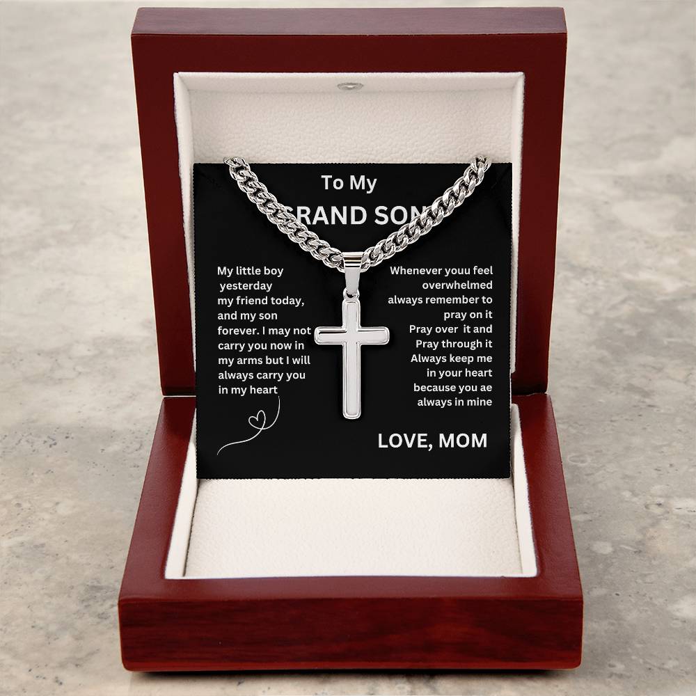 Classic Cross Pendant Necklace, Birthday Gift ,Graduation Gift, Holiday Gift For Grandson ,Easter Gift