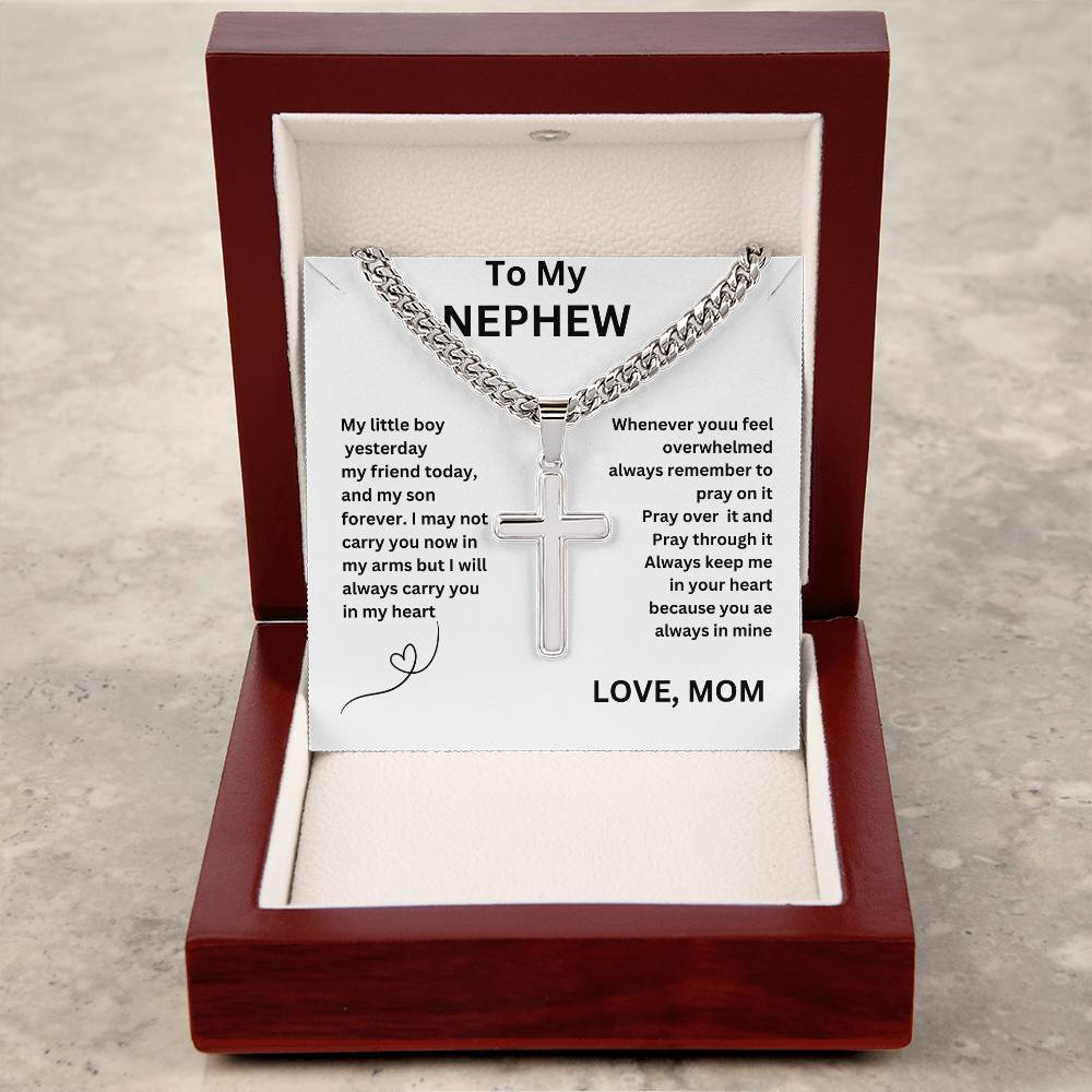 To My Dearest Nephew Cross Chain Necklace, Gift  For Graduation ,Gift For Birthday, Decorative Accessories